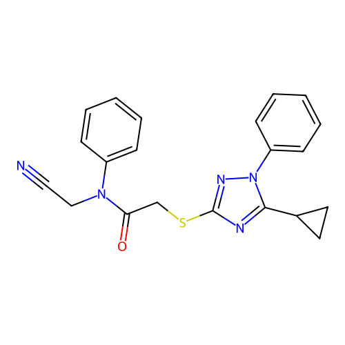 N-(cyanomethyl)-2-[(5-cyclopropyl-1-phenyl-1,2,4-triazol-3-yl)sulfanyl]-N-phenylacetamide structure