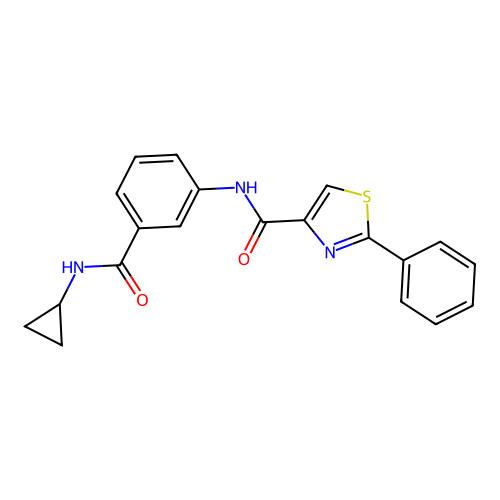 N-(3-(Cyclopropylcarbamoyl)phenyl)-2-phenylthiazole-4-carboxamide structure
