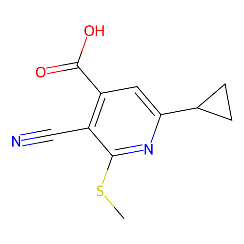 3-Cyano-6-cyclopropyl-2-(methylsulfanyl)pyridine-4-carboxylic acid structure