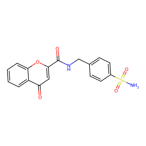 N-[4-(aminosulfonyl)benzyl]-4-oxo-4H-chromene-2-carboxamide structure