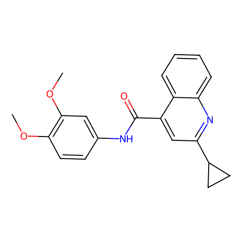 2-cyclopropyl-N-(3,4-dimethoxyphenyl)quinoline-4-carboxamide structure