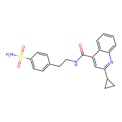 2-cyclopropyl-N-[2-(4-sulfamoylphenyl)ethyl]quinoline-4-carboxamide structure