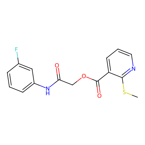 [2-(3-Fluoroanilino)-2-oxoethyl] 2-methylsulfanylpyridine-3-carboxylate structure