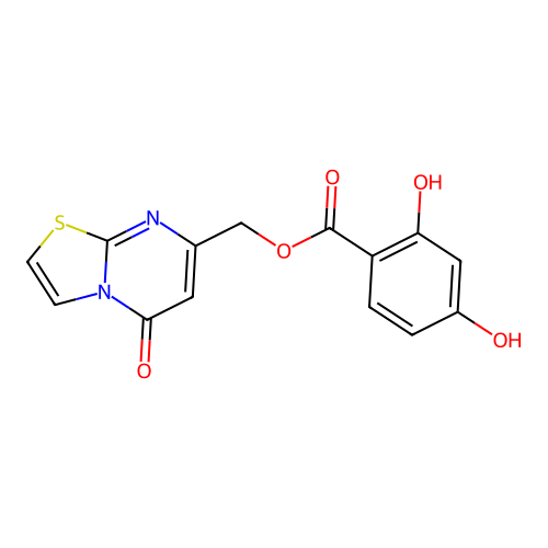 (5-Oxo-[1,3]thiazolo[3,2-a]pyrimidin-7-yl)methyl 2,4-dihydroxybenzoate structure
