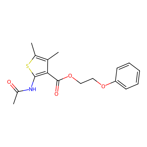 2-Phenoxyethyl 2-acetamido-4,5-dimethylthiophene-3-carboxylate structure