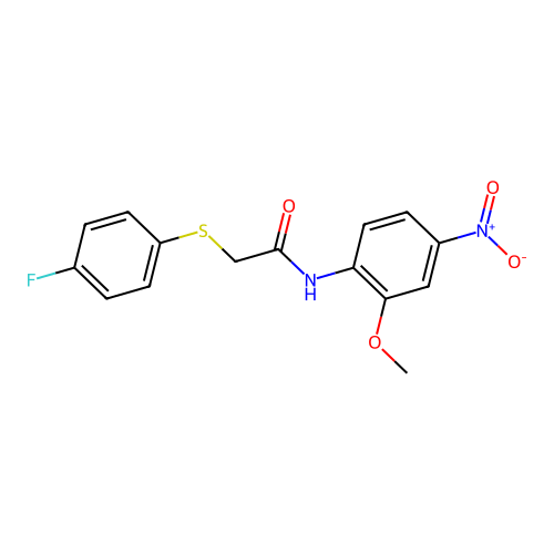 2-[(4-fluorophenyl)sulfanyl]-N-(2-methoxy-4-nitrophenyl)acetamide structure