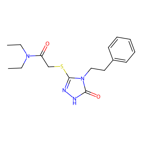 N,N-diethyl-2-[[5-oxo-4-(2-phenylethyl)-1H-1,2,4-triazol-3-yl]sulfanyl]acetamide structure
