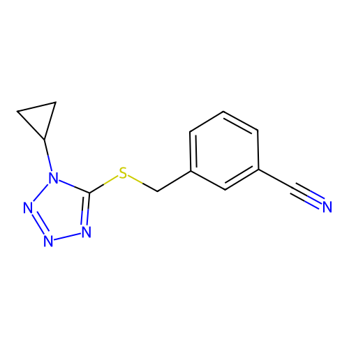 3-(((1-Cyclopropyl-1h-tetrazol-5-yl)thio)methyl)benzonitrile structure