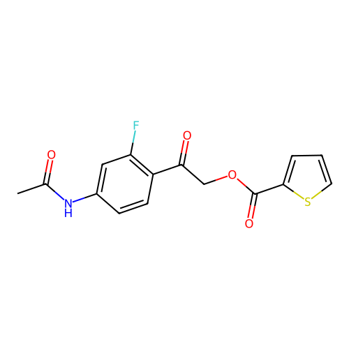 2-(4-Acetamido-2-fluorophenyl)-2-oxoethyl thiophene-2-carboxylate structure