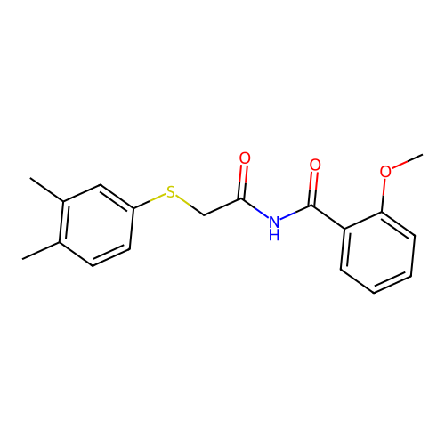N-[2-(3,4-dimethylphenyl)sulfanylacetyl]-2-methoxybenzamide structure