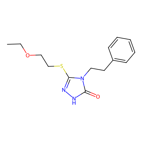 3-(2-ethoxyethylsulfanyl)-4-(2-phenylethyl)-1H-1,2,4-triazol-5-one structure