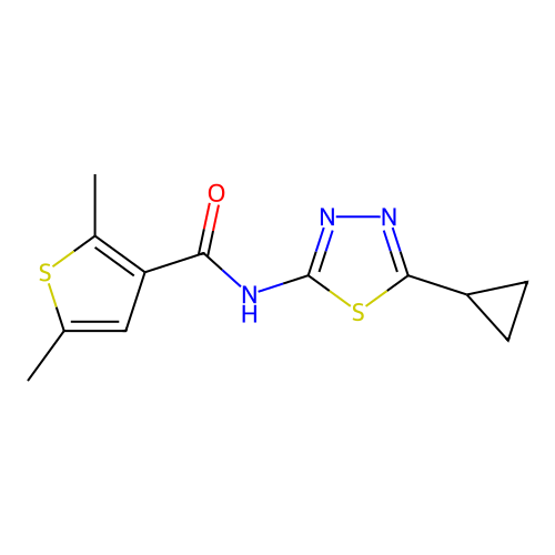 N-(5-cyclopropyl-1,3,4-thiadiazol-2-yl)-2,5-dimethylthiophene-3-carboxamide structure