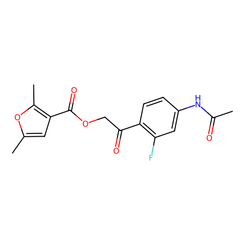 [2-(4-Acetamido-2-fluorophenyl)-2-oxoethyl] 2,5-dimethylfuran-3-carboxylate structure