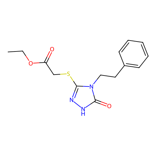ethyl 2-[[5-oxo-4-(2-phenylethyl)-1H-1,2,4-triazol-3-yl]sulfanyl]acetate structure