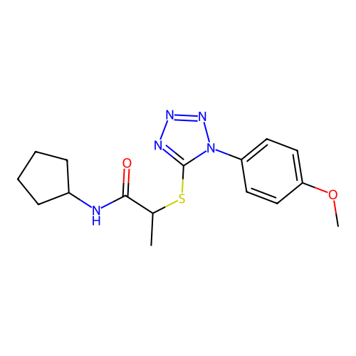 N-cyclopentyl-2-{[1-(4-methoxyphenyl)-1H-tetrazol-5-yl]sulfanyl}propanamide structure