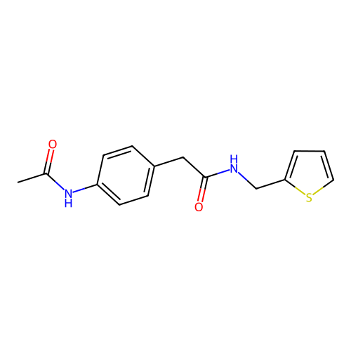 2-(4-acetamidophenyl)-N-[(thiophen-2-yl)methyl]acetamide structure