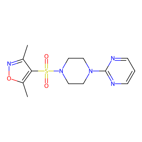 2-{4-[(3,5-Dimethyl-1,2-oxazol-4-yl)sulfonyl]piperazin-1-yl}pyrimidine structure