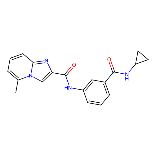 N-[3-(cyclopropylcarbamoyl)phenyl]-5-methylimidazo[1,2-a]pyridine-2-carboxamide structure