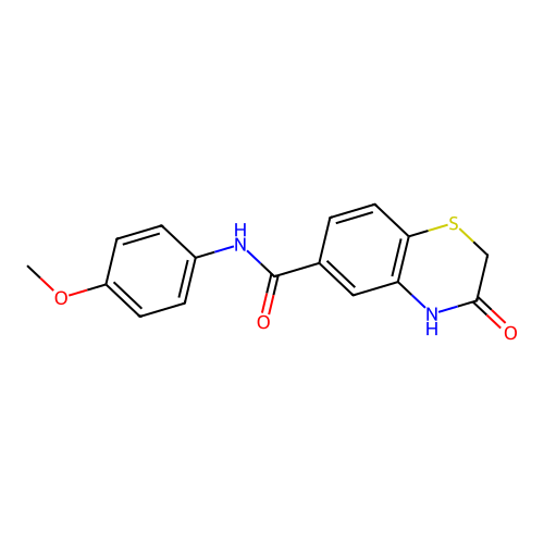 N-(4-methoxyphenyl)-3-oxo-4H-1,4-benzothiazine-6-carboxamide structure