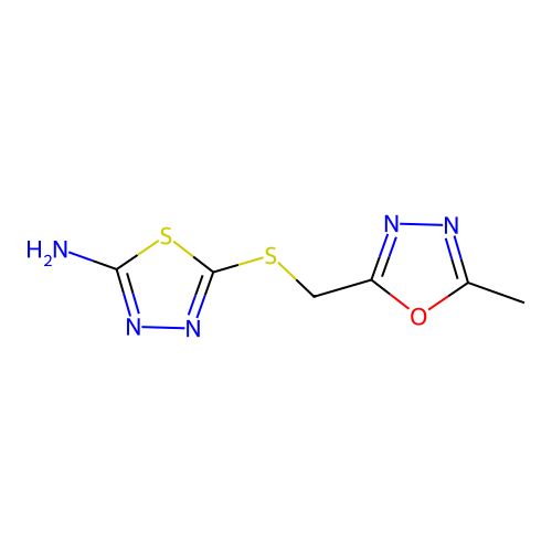 5-(((5-Methyl-1,3,4-oxadiazol-2-yl)methyl)thio)-1,3,4-thiadiazol-2-amine structure
