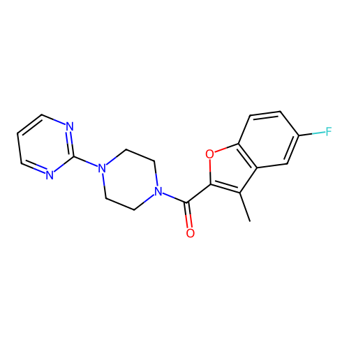 (5-Fluoro-3-methyl-1-benzofuran-2-yl)-(4-pyrimidin-2-ylpiperazin-1-yl)methanone structure