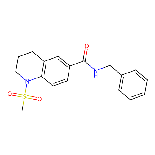 N-benzyl-1-methylsulfonyl-3,4-dihydro-2H-quinoline-6-carboxamide structure