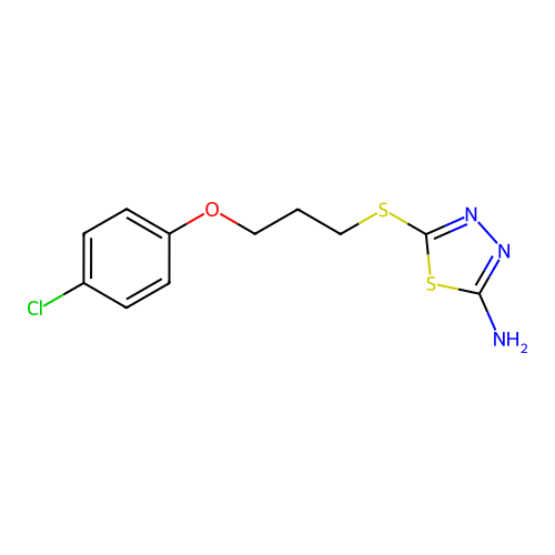 5-((3-(4-Chlorophenoxy)propyl)thio)-1,3,4-thiadiazol-2-amine structure