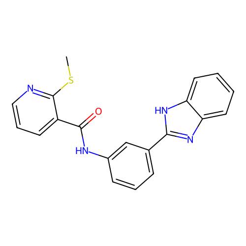 N-[3-(1H-1,3-benzodiazol-2-yl)phenyl]-2-(methylsulfanyl)pyridine-3-carboxamide structure