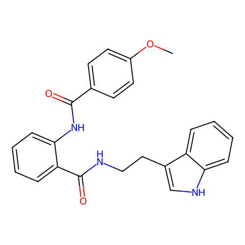 N-[2-(1H-indol-3-yl)ethyl]-2-{[(4-methoxyphenyl)carbonyl]amino}benzamide structure