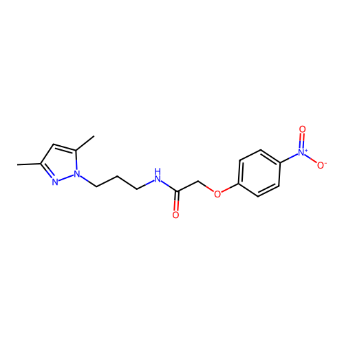 N-[3-(3,5-dimethylpyrazol-1-yl)propyl]-2-(4-nitrophenoxy)acetamide structure