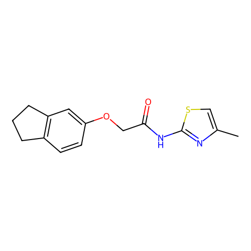 2-(2,3-dihydro-1H-inden-5-yloxy)-N-(4-methyl-1,3-thiazol-2-yl)acetamide structure