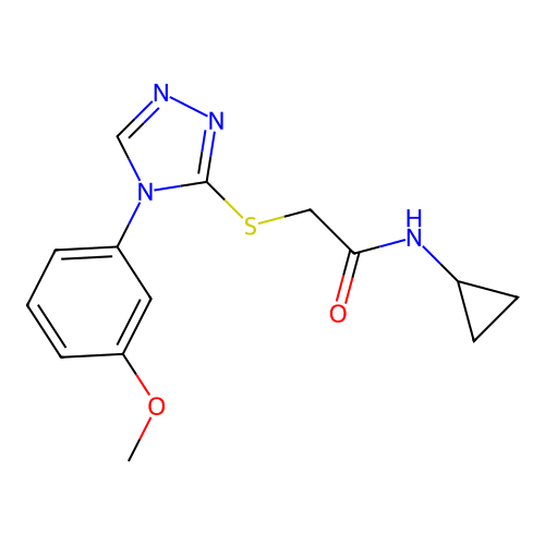 N-cyclopropyl-2-[[4-(3-methoxyphenyl)-1,2,4-triazol-3-yl]sulfanyl]acetamide structure