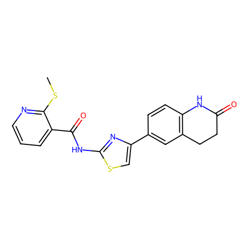 2-(methylsulfanyl)-N-[4-(2-oxo-1,2,3,4-tetrahydroquinolin-6-yl)-1,3-thiazol-2-yl]pyridine-3-carboxamide structure
