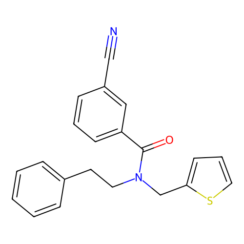 3-cyano-N-(2-phenylethyl)-N-(thiophen-2-ylmethyl)benzamide structure