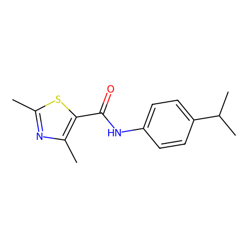 2,4-dimethyl-N-[4-(propan-2-yl)phenyl]-1,3-thiazole-5-carboxamide structure