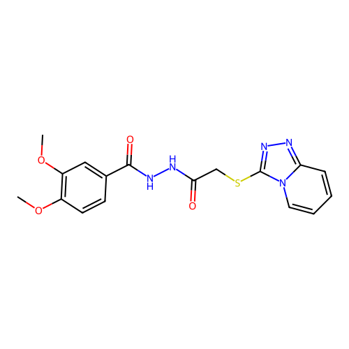 3,4-dimethoxy-N'-[2-([1,2,4]triazolo[4,3-a]pyridin-3-ylsulfanyl)acetyl]benzohydrazide structure