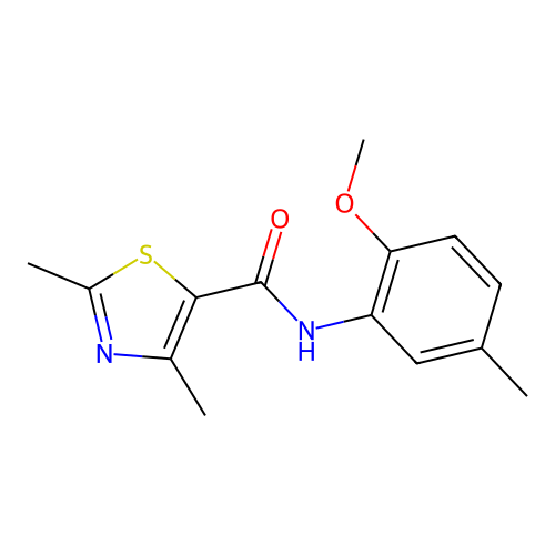 N-(2-methoxy-5-methylphenyl)-2,4-dimethyl-1,3-thiazole-5-carboxamide structure