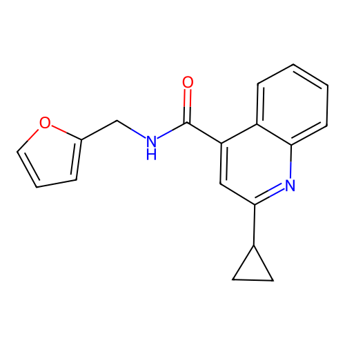 2-cyclopropyl-N-(furan-2-ylmethyl)quinoline-4-carboxamide structure