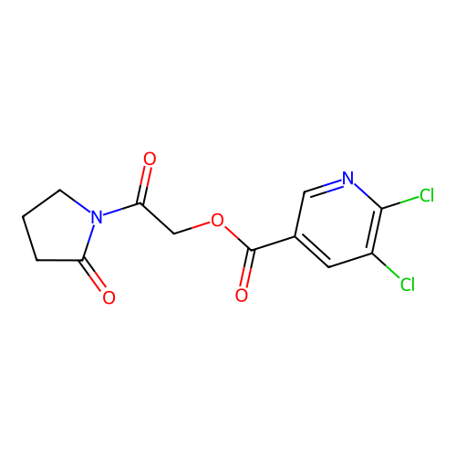 2-Oxo-2-(2-oxopyrrolidin-1-yl)ethyl 5,6-dichloropyridine-3-carboxylate structure