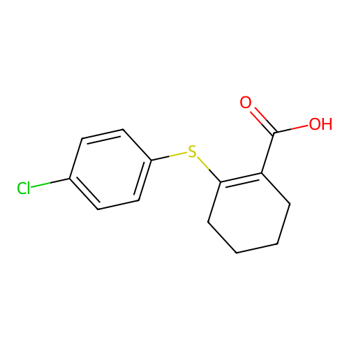 2-[(4-Chlorophenyl)thio]cyclohex-1-ene-1-carboxylic acid structure