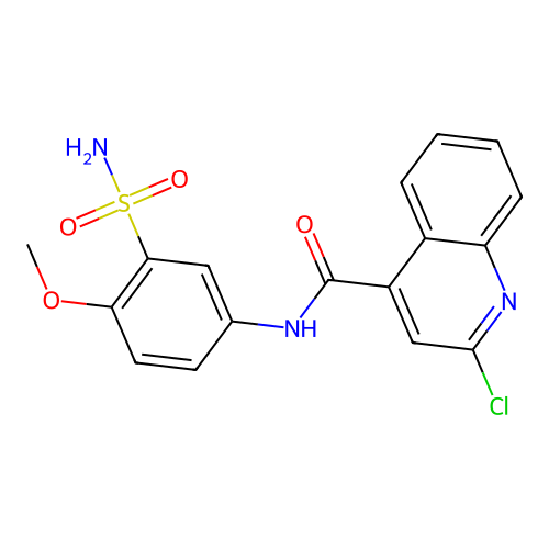 2-chloro-N-(4-methoxy-3-sulfamoylphenyl)quinoline-4-carboxamide structure