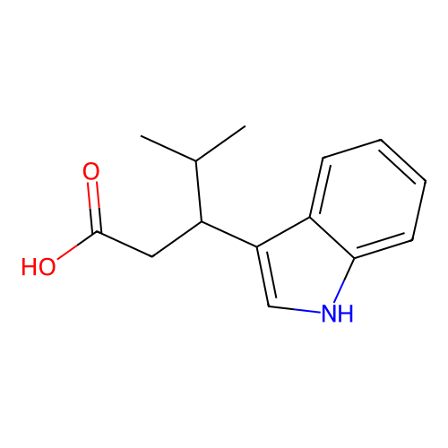3-(1H-indol-3-yl)-4-methylpentanoic acid structure