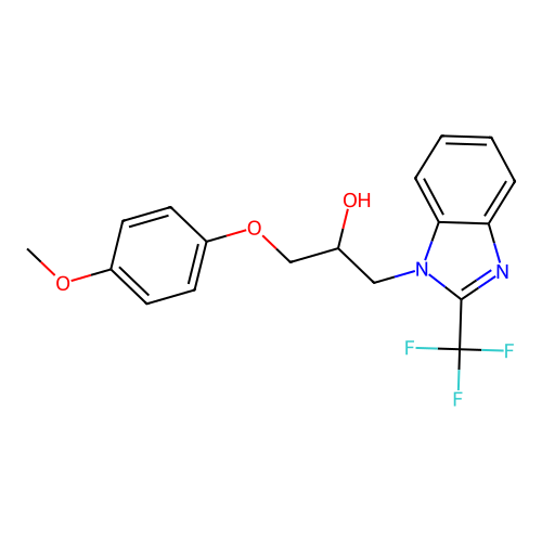 1-(4-Methoxy-phenoxy)-3-(2-trifluoromethyl-benzoimidazol-1-yl)-propan-2-ol structure