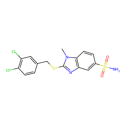 2-{[(3,4-dichlorophenyl)methyl]sulfanyl}-1-methyl-1H-1,3-benzodiazole-5-sulfonamide structure