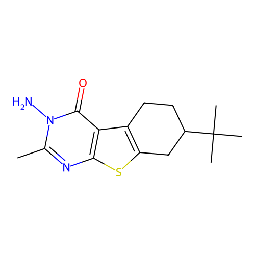 3-amino-7-tert-butyl-2-methyl-5,6,7,8-tetrahydro[1]benzothieno[2,3-d]pyrimidin-4(3H)-one structure