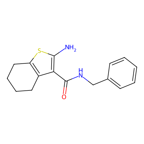 2-amino-N-benzyl-4,5,6,7-tetrahydro-1-benzothiophene-3-carboxamide structure