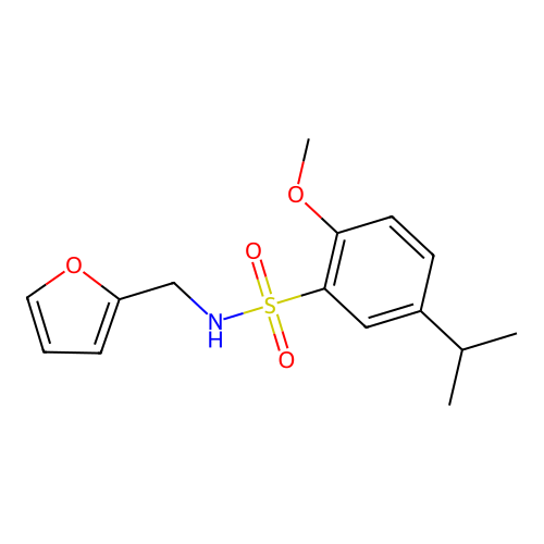 N-(furan-2-ylmethyl)-2-methoxy-5-propan-2-ylbenzenesulfonamide structure