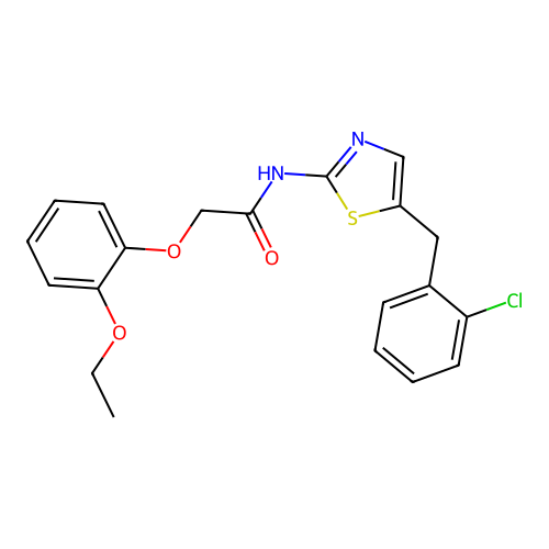N-{5-[(2-Chlorophenyl)methyl]-1,3-thiazol-2-YL}-2-(2-ethoxyphenoxy)acetamide structure