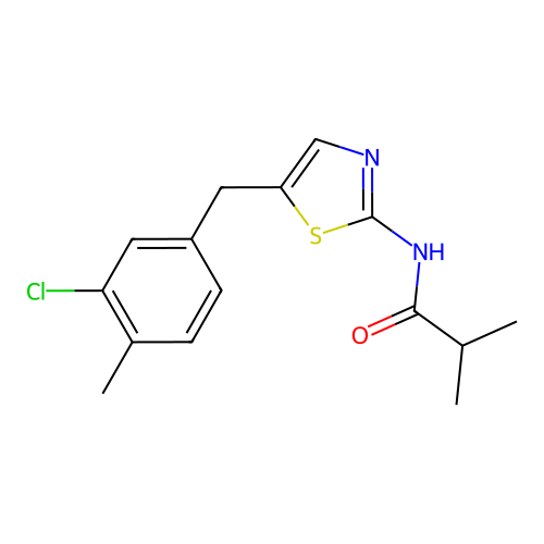 N-[5-(3-chloro-4-methylbenzyl)-1,3-thiazol-2-yl]-2-methylpropanamide structure