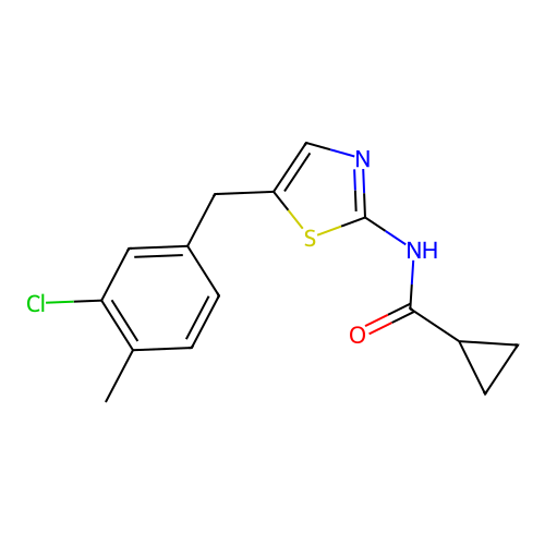 N-[5-(3-chloro-4-methylbenzyl)-1,3-thiazol-2-yl]cyclopropanecarboxamide structure